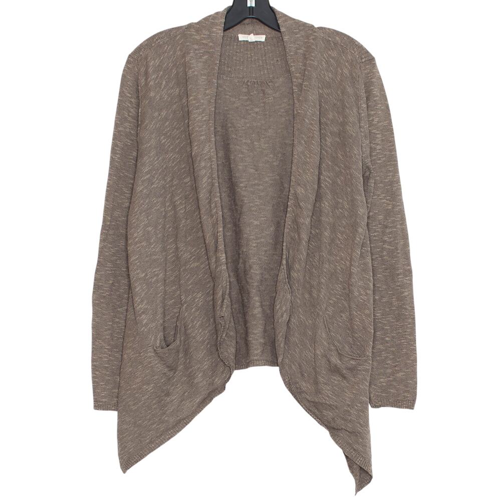 Eileen Fisher Open Cardigan Linen Brown Medium Minimalist Lagenlook Quiet Luxury